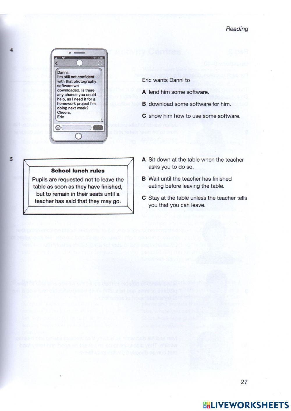 Mock Exam 2- Reading Pet