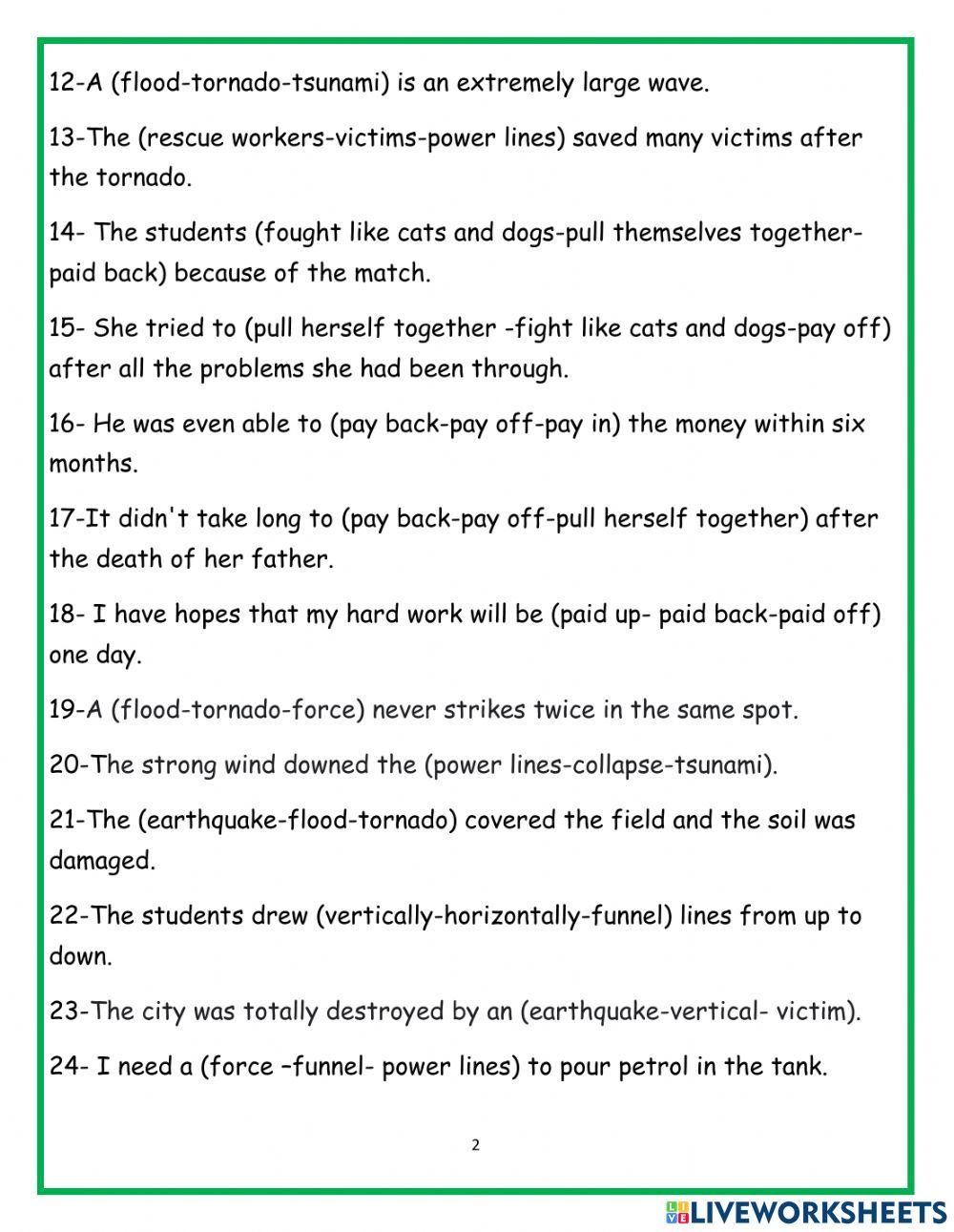 G4 Grade (4) oxford Revision Sheet Grammar-voc unit 15