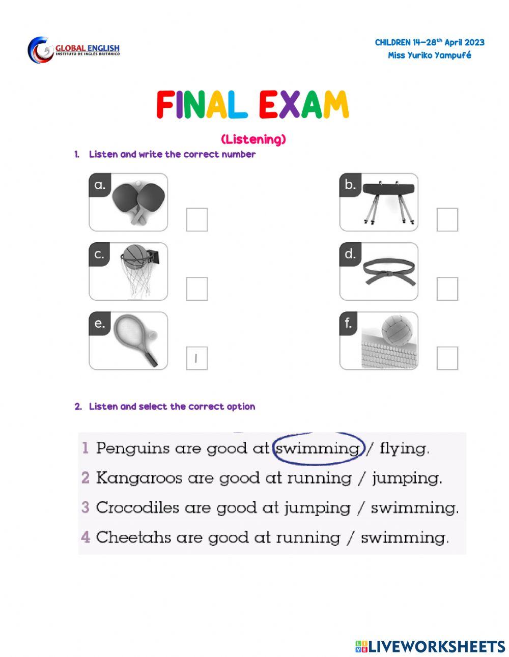 Final exam listening children 14