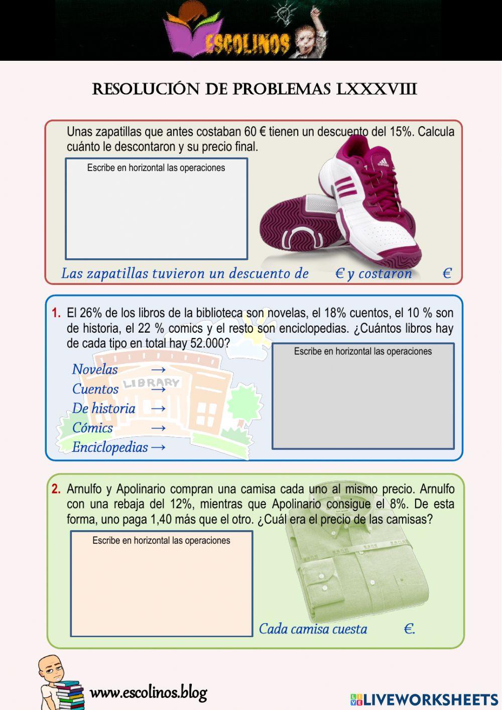 Matemáticas 5º. Resolución de problemas LXXXVIII Matemáticas 5º. Resolución de problemas LXXXVIII
