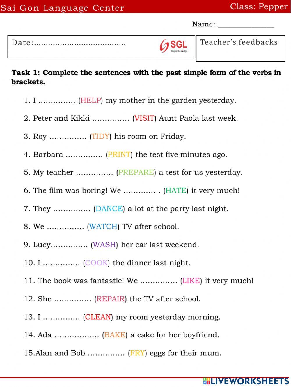 Pepper simple past 28.04