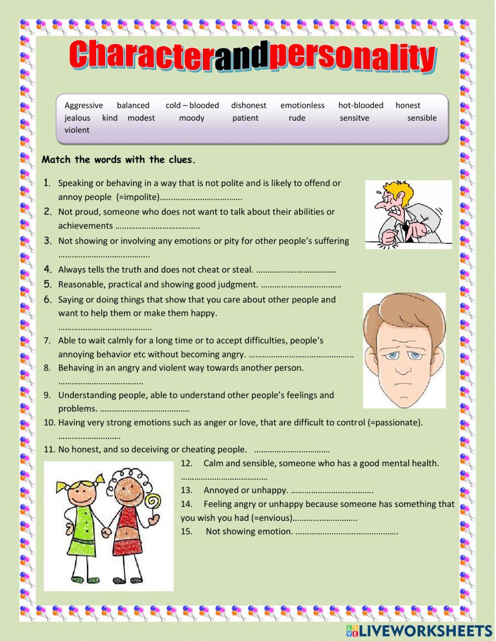 Personality adjectives