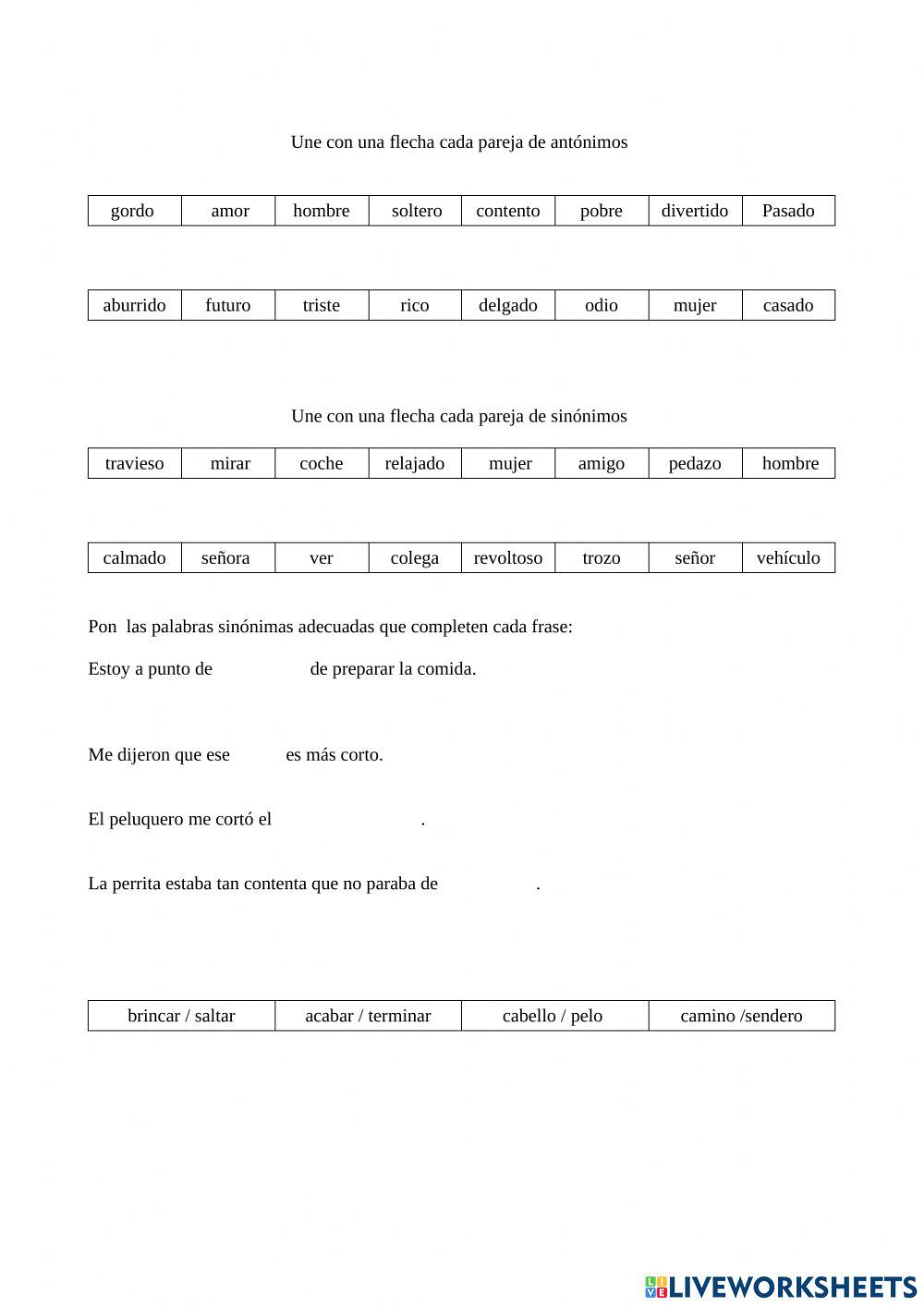 Sinónimos y antónimos