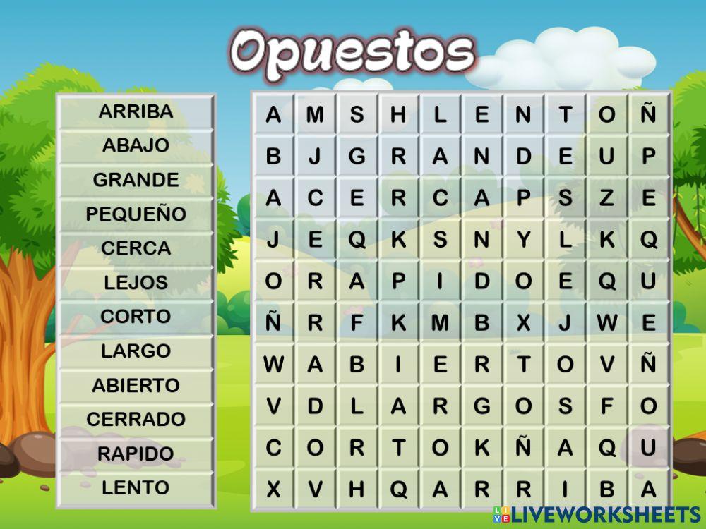 Los Opuestos (Wordsearch)