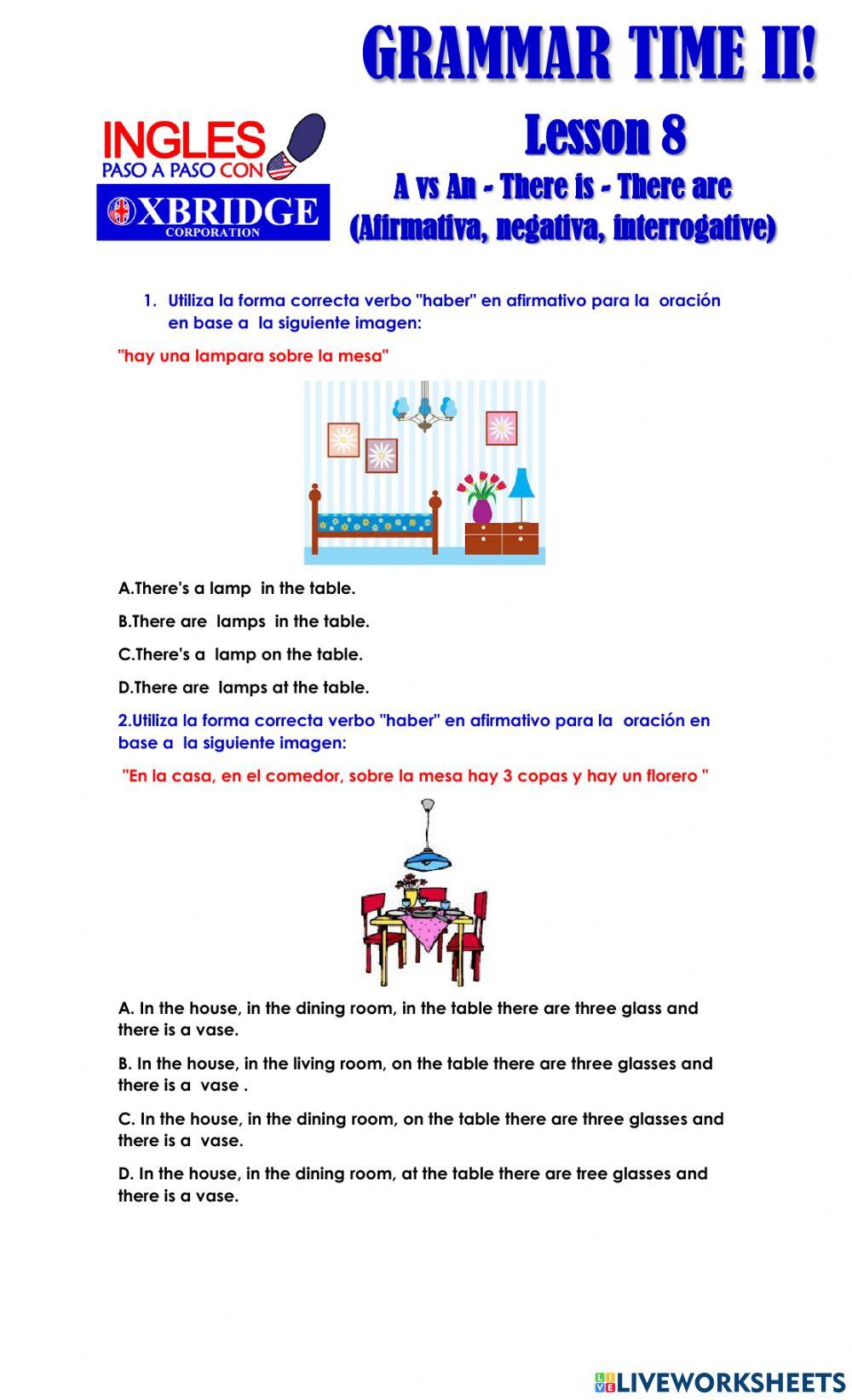 Lección 8 - A vs An - There is - There are (Afirmativa, negativa, interrogativa)