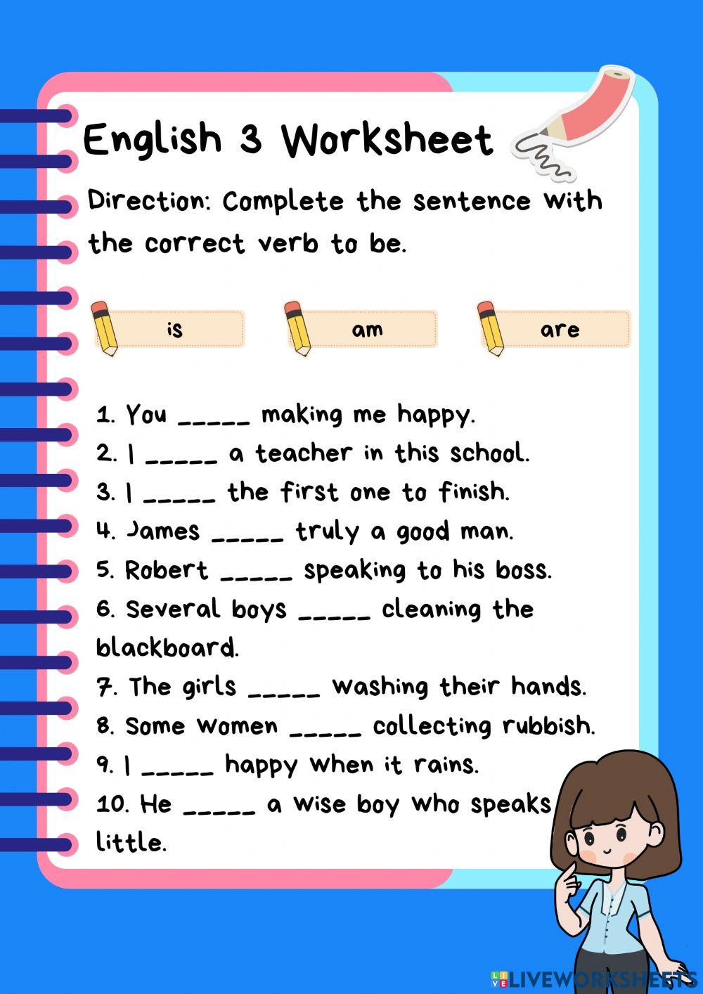 Verbs to be live worksheets