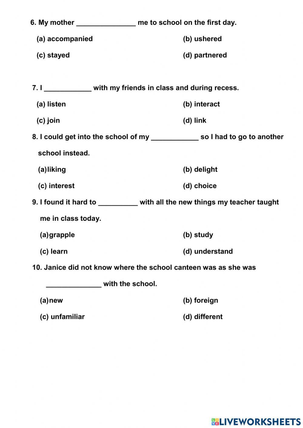 Vocabulary exercise 1