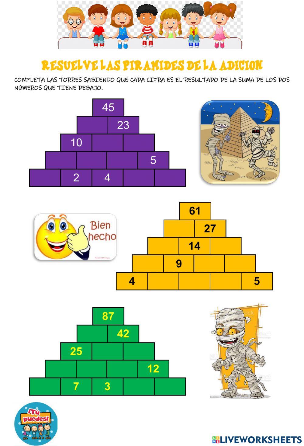 Jugamos con las pirámides de la adición