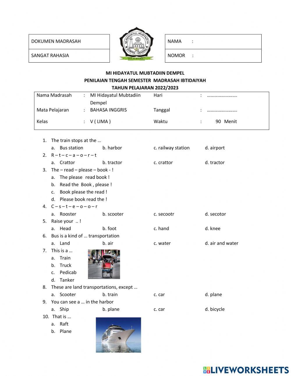 Bahasa inggris kelas 5