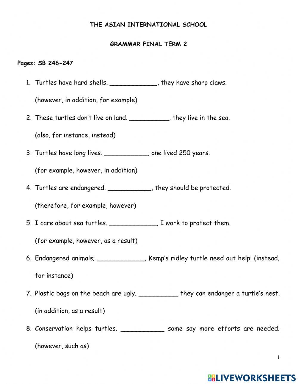 Grammar test 1 final term 2