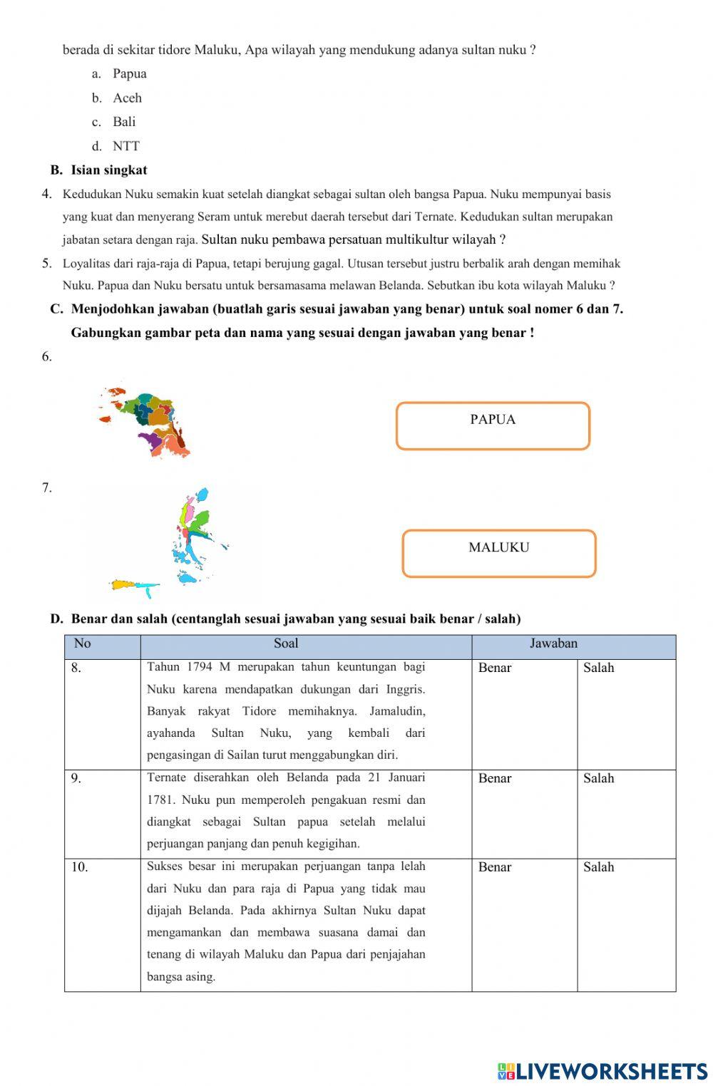 Soal evaluasi Sultan Nuku
