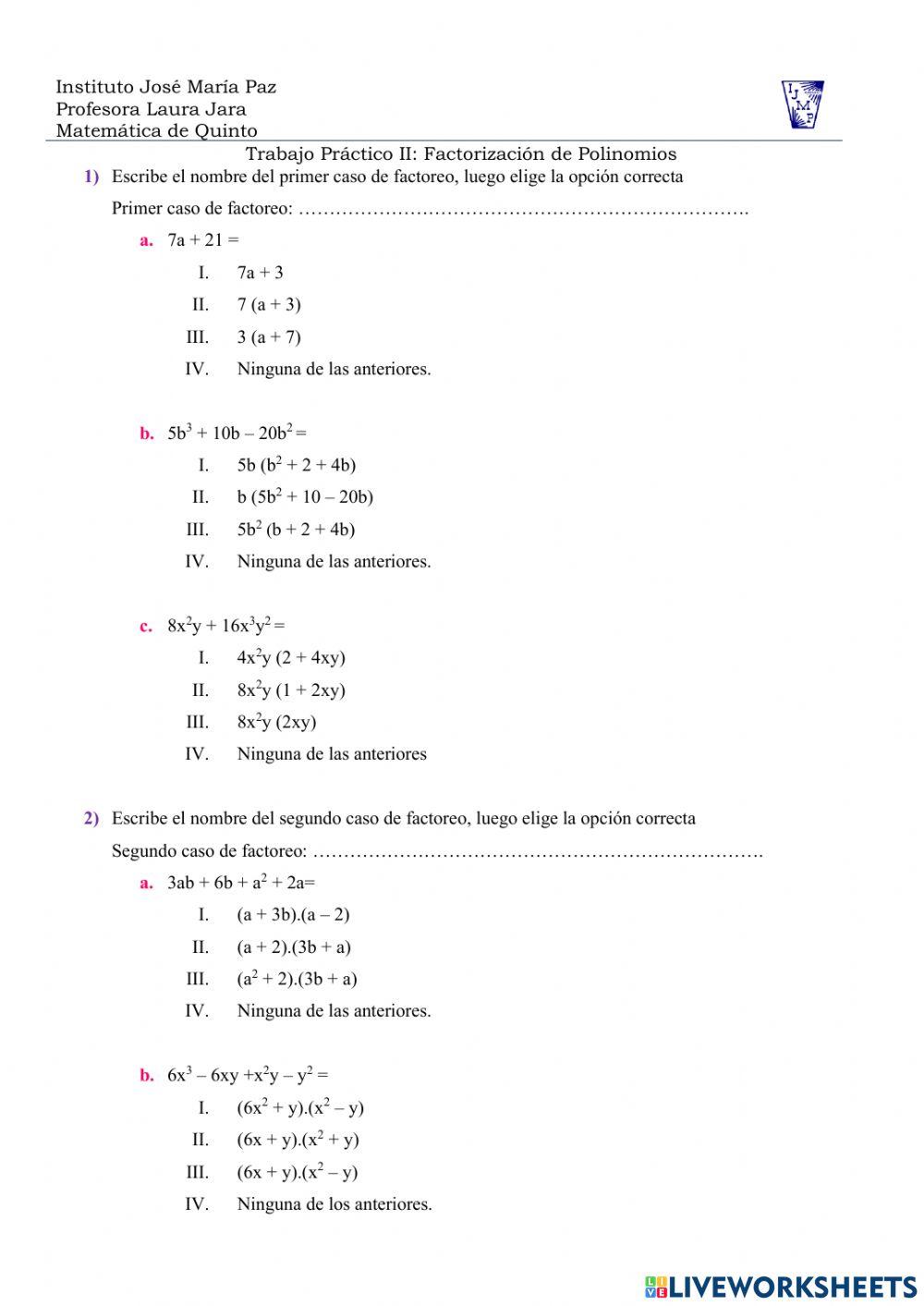 Factorización de polinomios