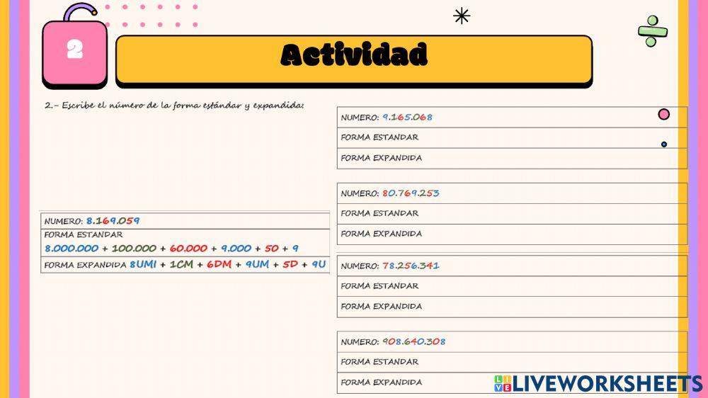 5to basico - Valor posicional mas de 6 cifras