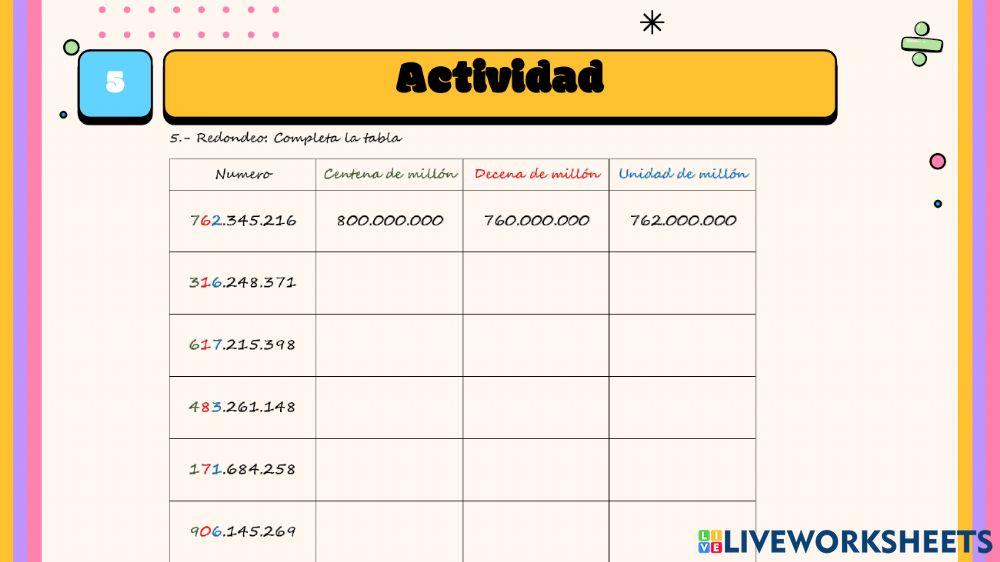 5to basico - Valor posicional mas de 6 cifras
