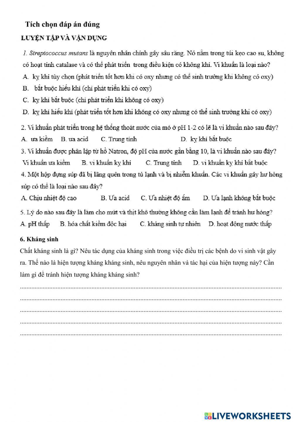 Yếu tố ảnh hưởng đến sinh trưởng của vi sinh vật