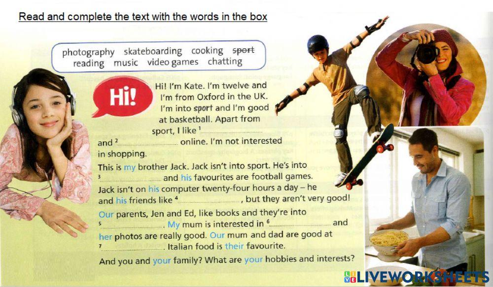 Vocabulary: hobbies and interests