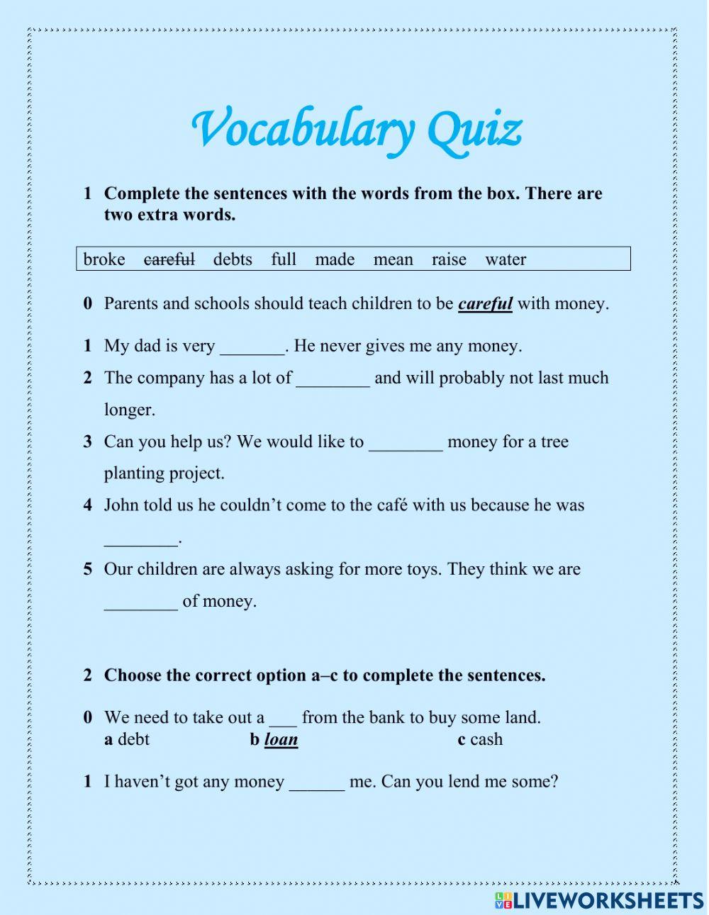 Vocabulary Quiz. High Note 3