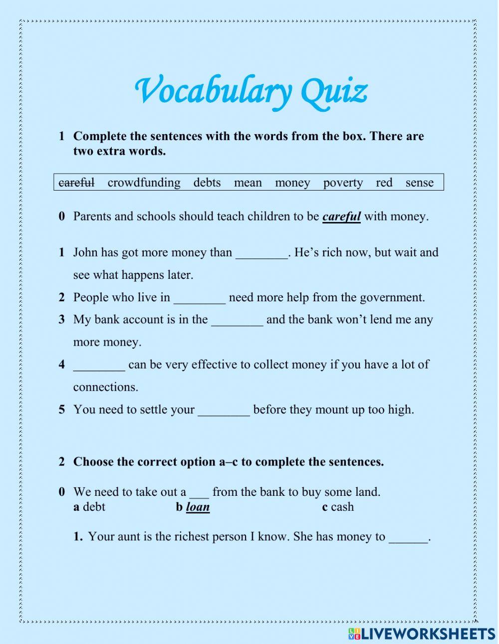 Vocabulary Quiz. High Note 3.