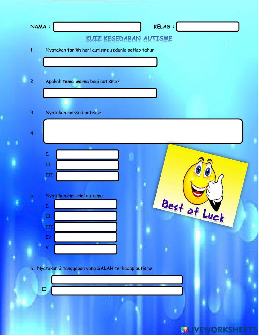 Kuiz Bulan Kesedaran Autisme 2023