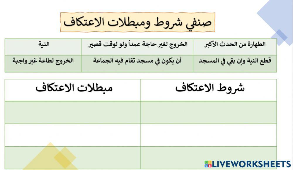 شروط ومبطلات الاعتكاف