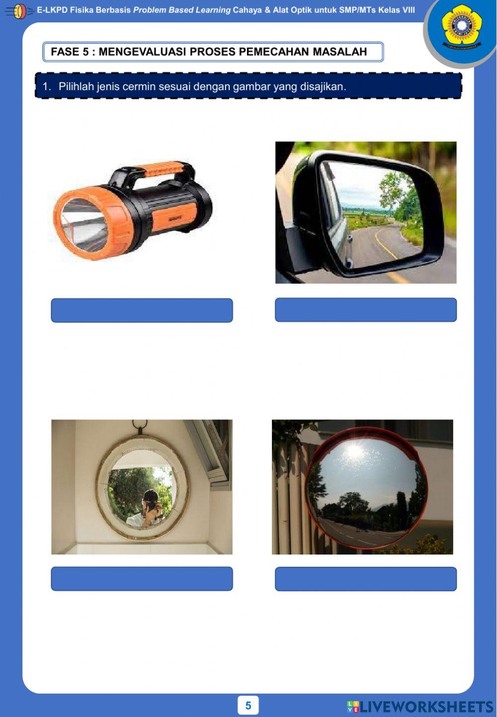 E-LKPD Fisika Berbasis Problem Based Learning Kegiatan 4 - Pembentukan Bayangan pada Cermin Cembung