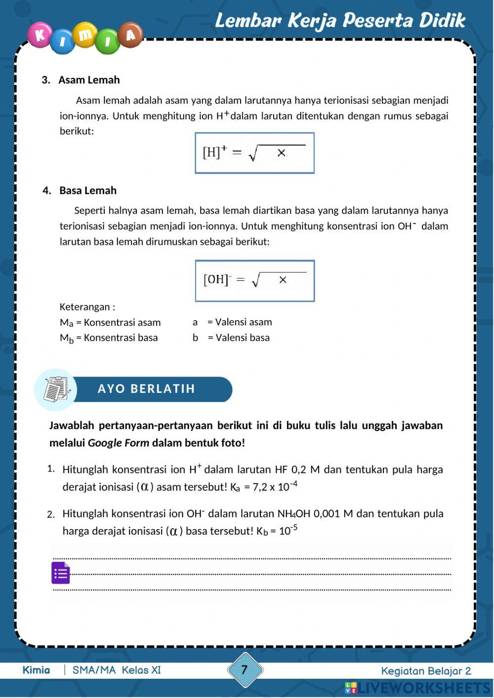 Kesetimbangan Ion Dalam Larutan Asam dan Basa
