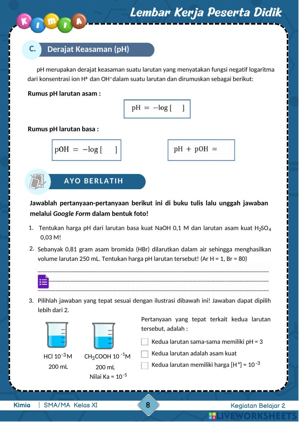 Kesetimbangan Ion Dalam Larutan Asam dan Basa