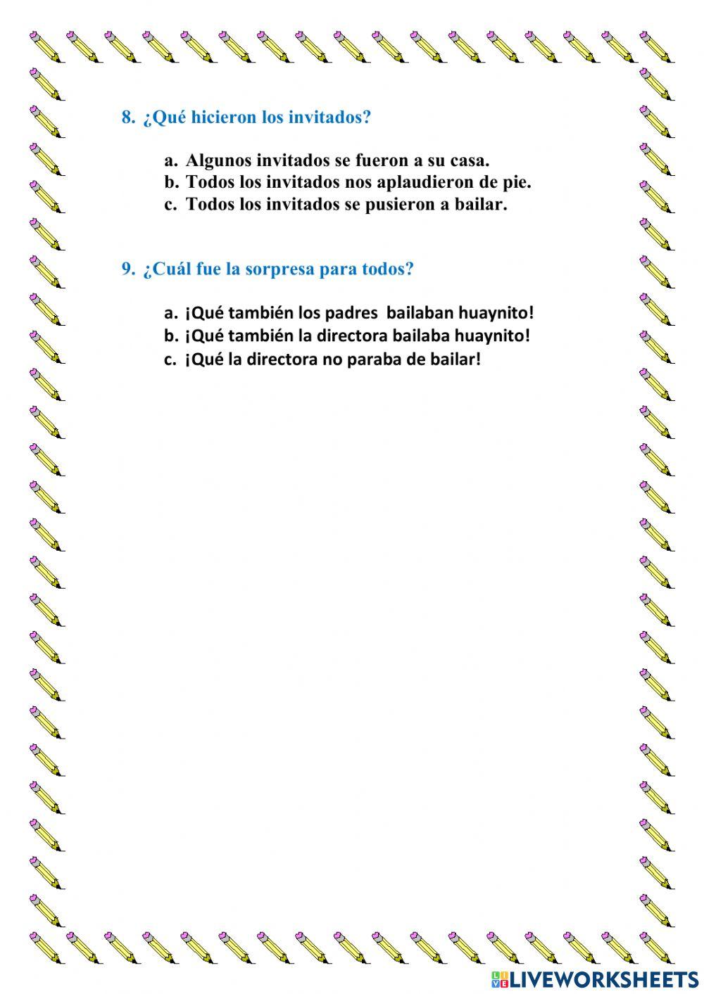 Ficha de comprensión lectora