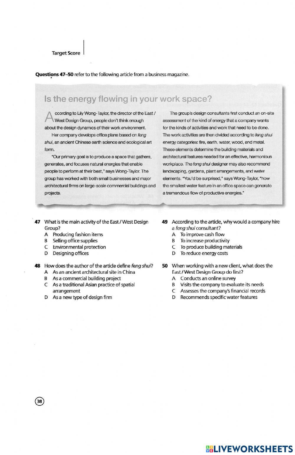 TOEIC Target Score-Review Test 1