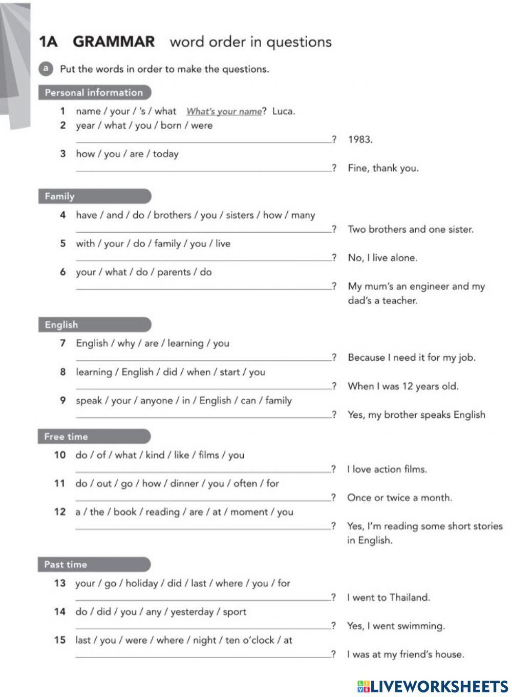 Word orden in questions