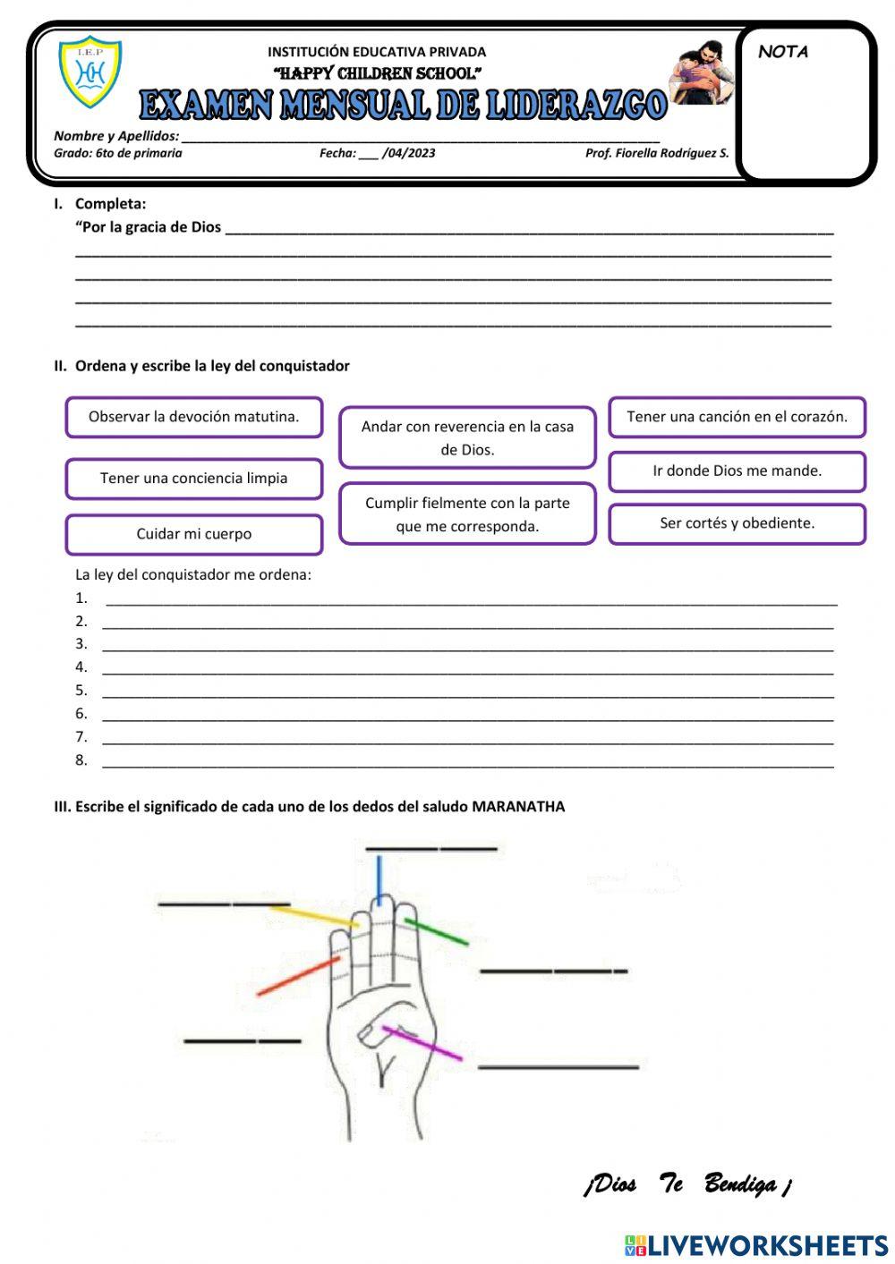 Evaluación mensual de liderazgo
