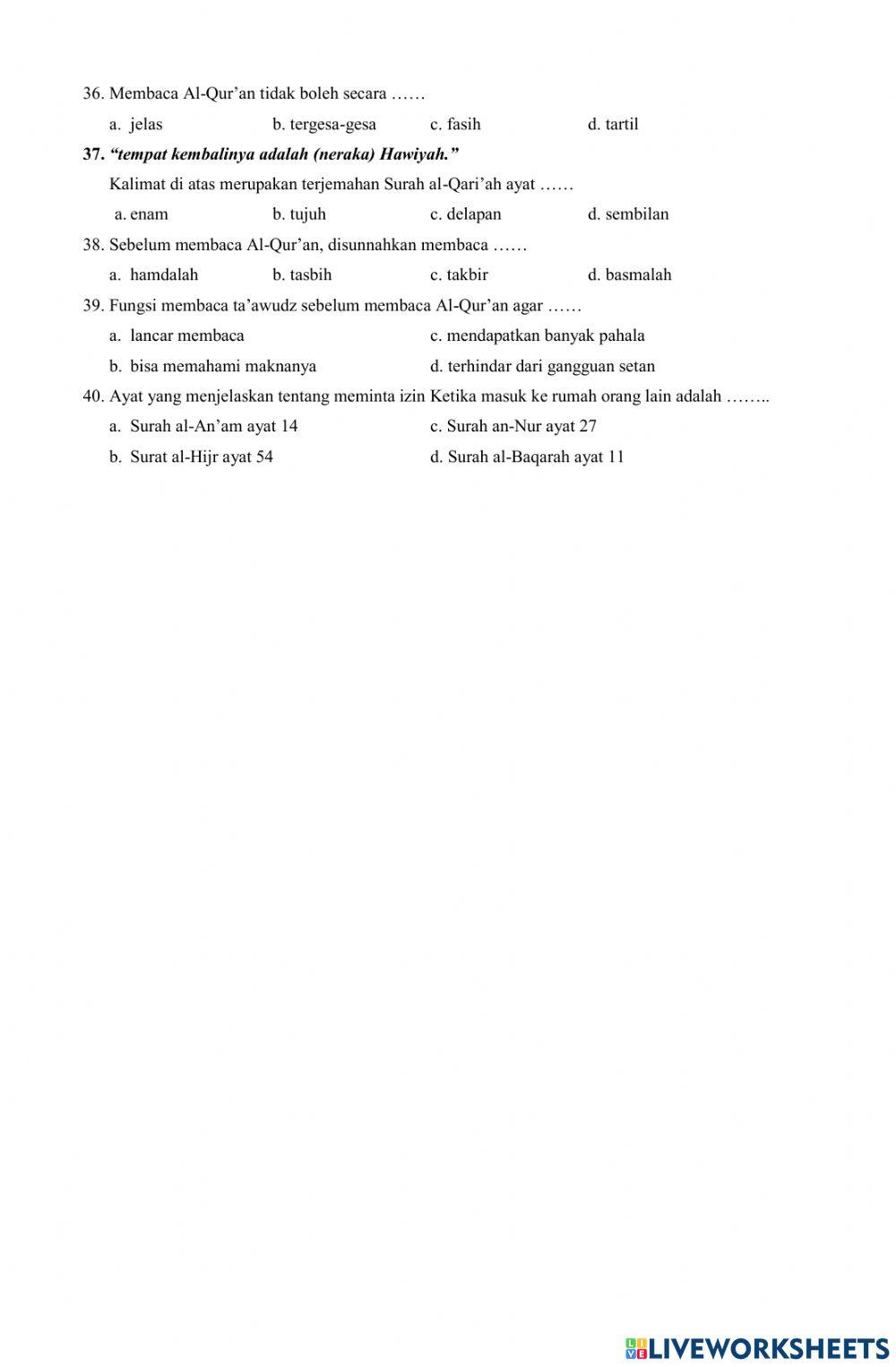 PTS 2 QH Kelas 4 2023