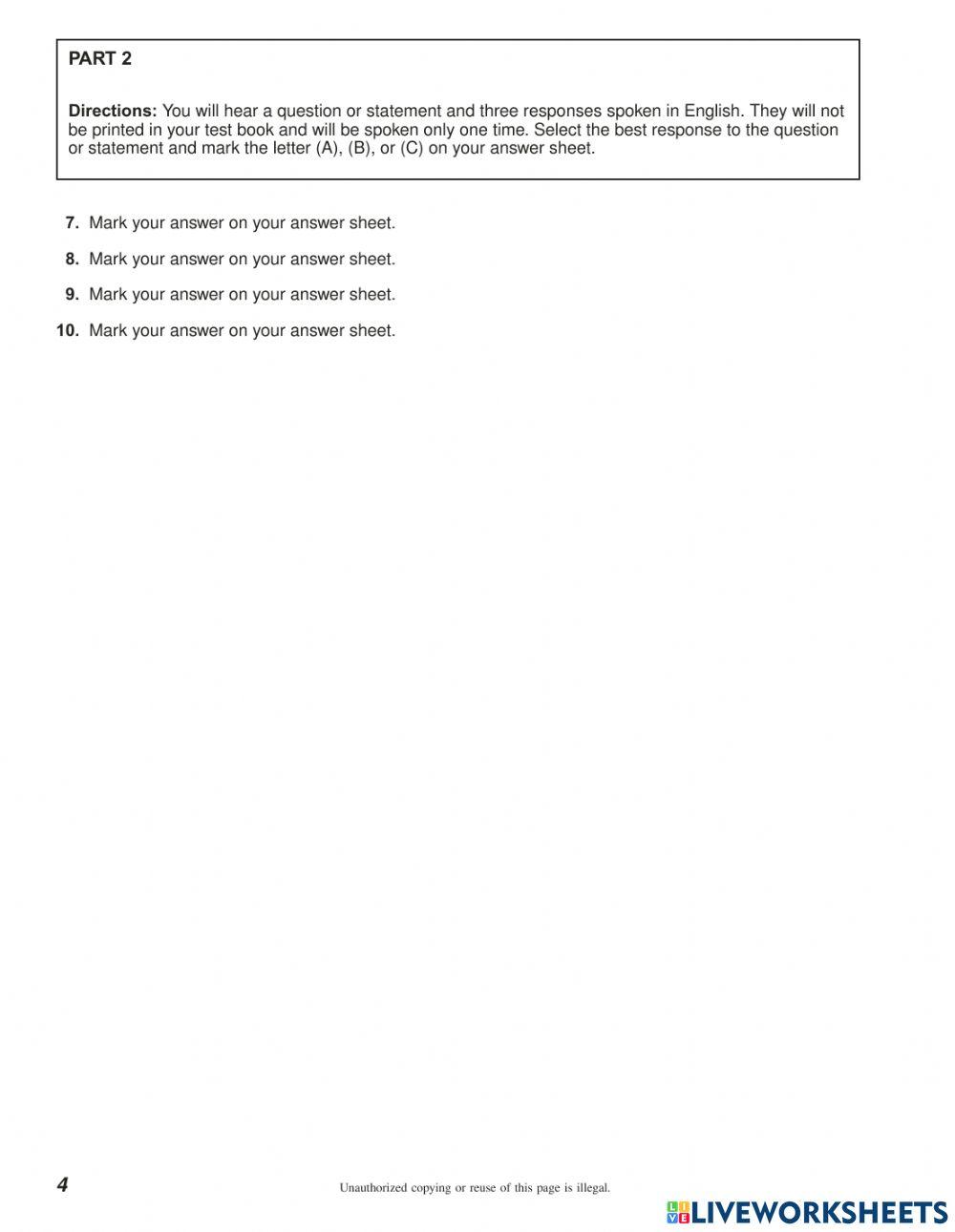 TOEIC LISTENING - SAMPLE TEST - 30Qs