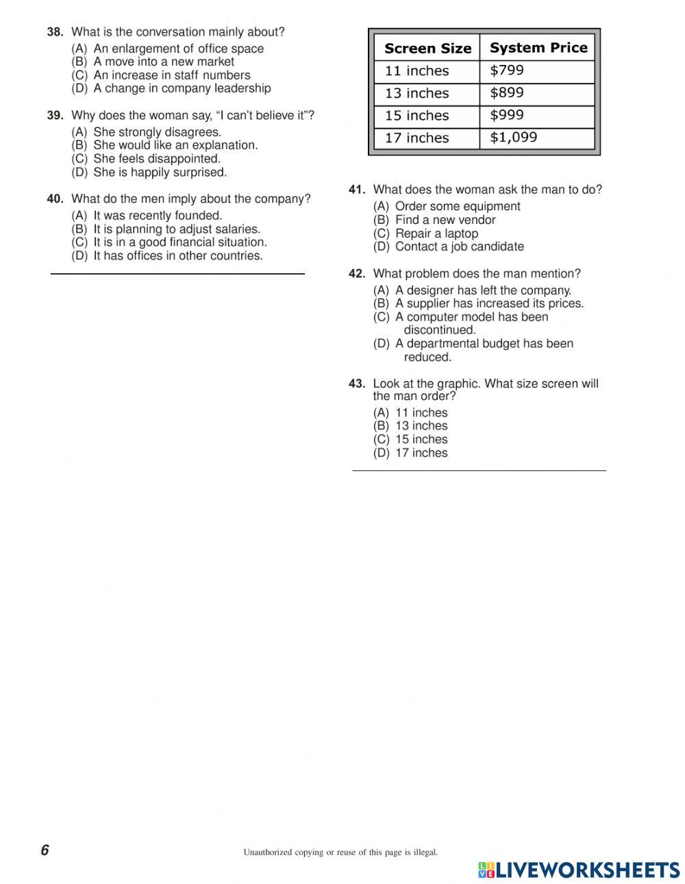 TOEIC LISTENING - SAMPLE TEST - 30Qs