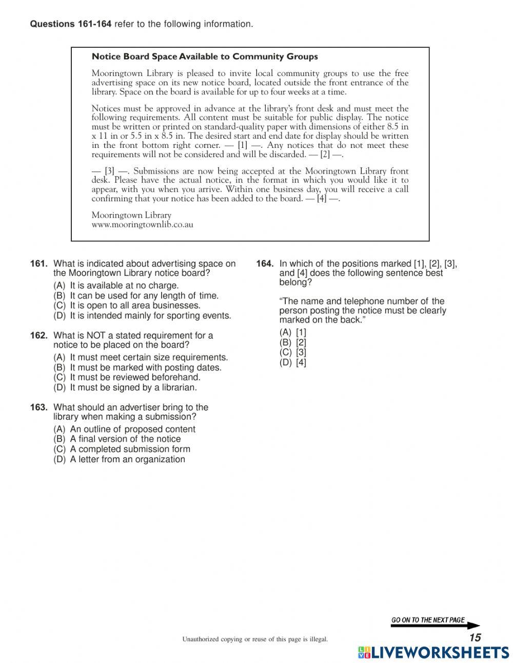 TOEIC READING - SAMPLE TEST - 25Qs