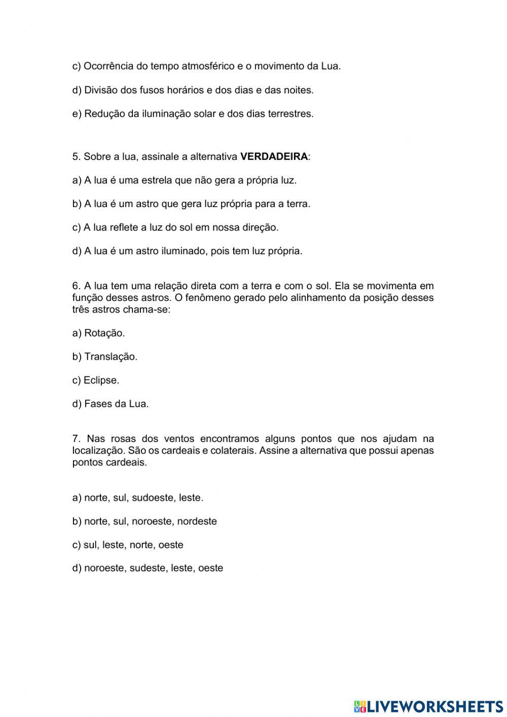 Movimentos da terra e da lua