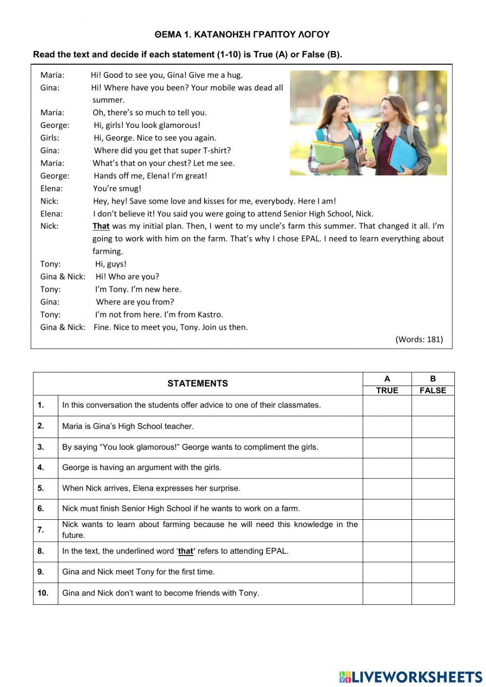 17421:  UNIT 1 BACK TO SCHOOL