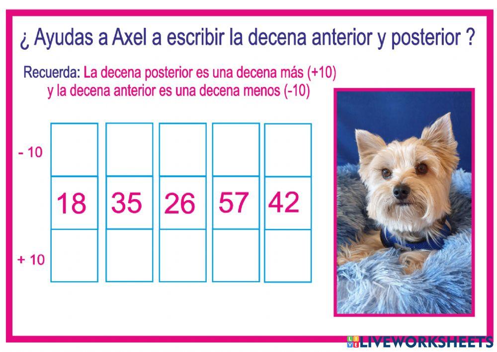 Suma y resta 10 a números de 2 cifras con Axel.