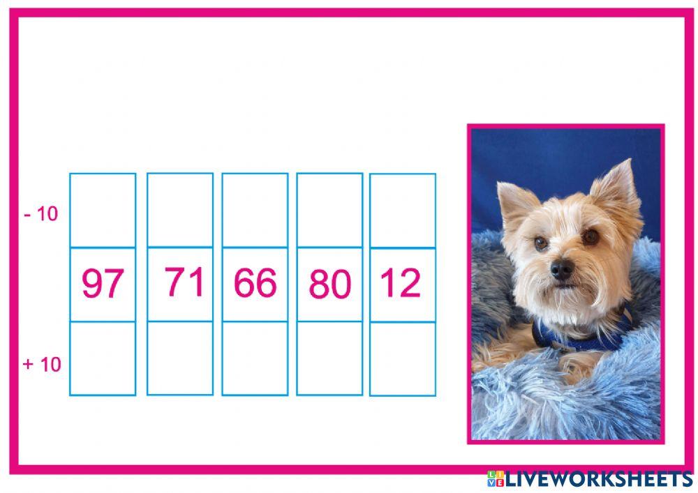 Suma y resta 10 a números de 2 cifras con Axel.