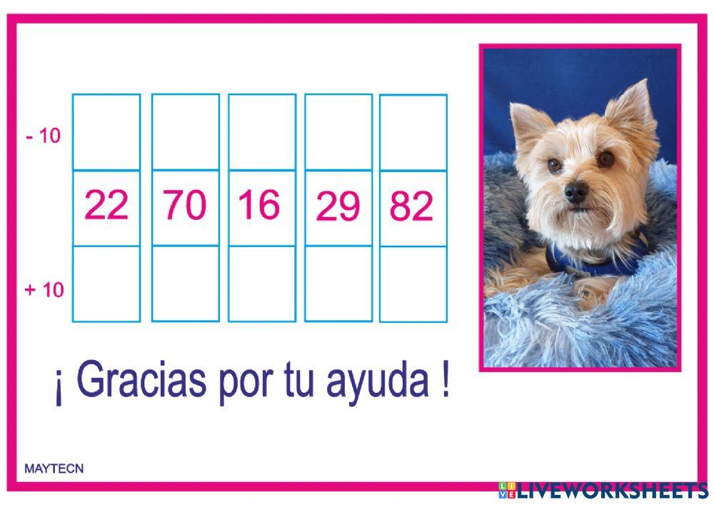 Suma y resta 10 a números de 2 cifras con Axel.
