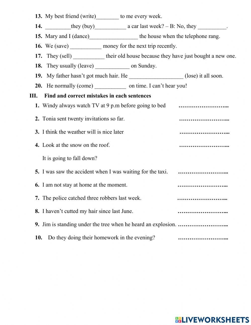 Lop 5- mixed tense exercise- ws 3