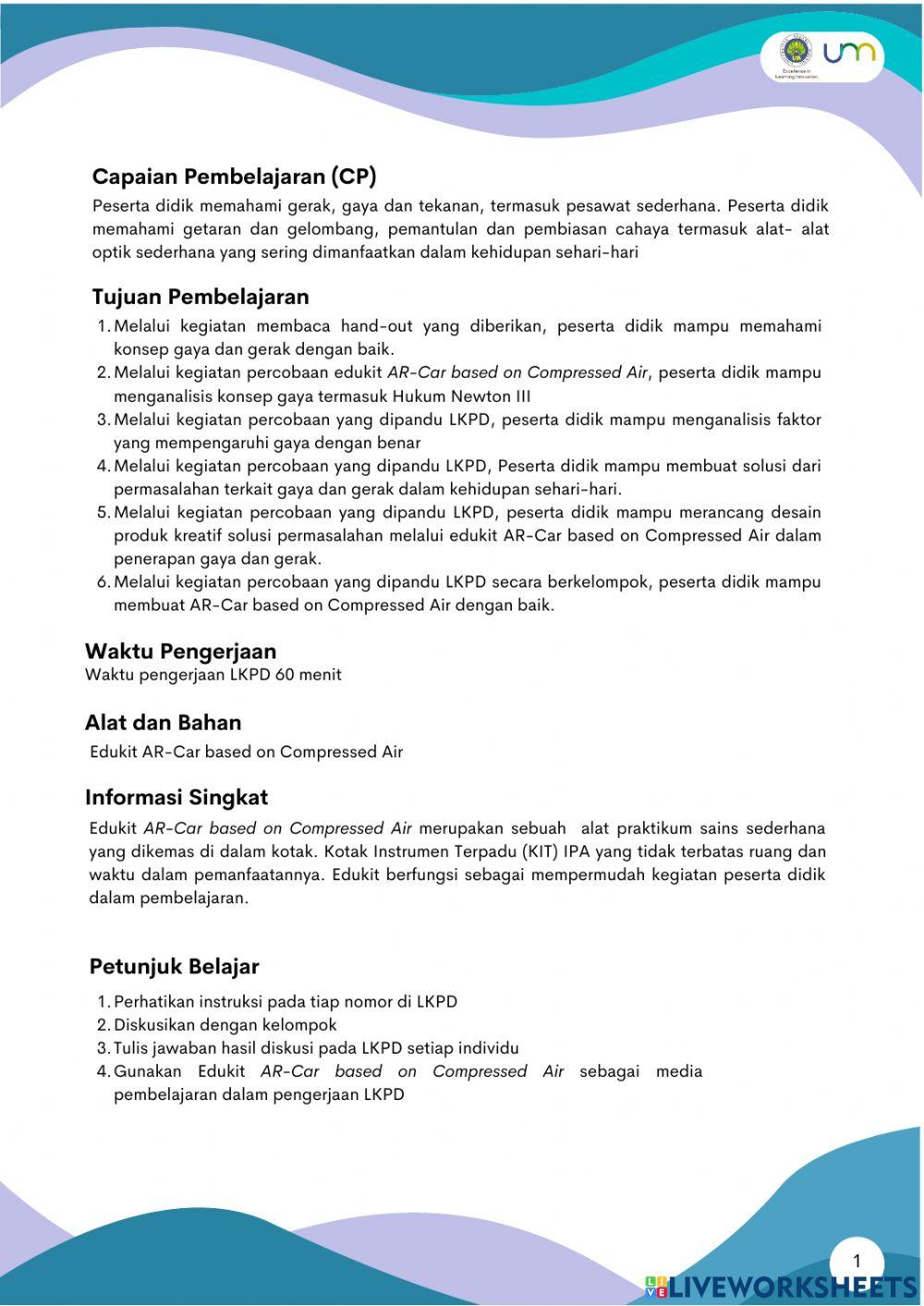 LKPD 1 Gerak dan Gaya