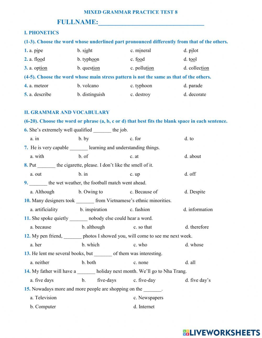 High school entrance ex 1