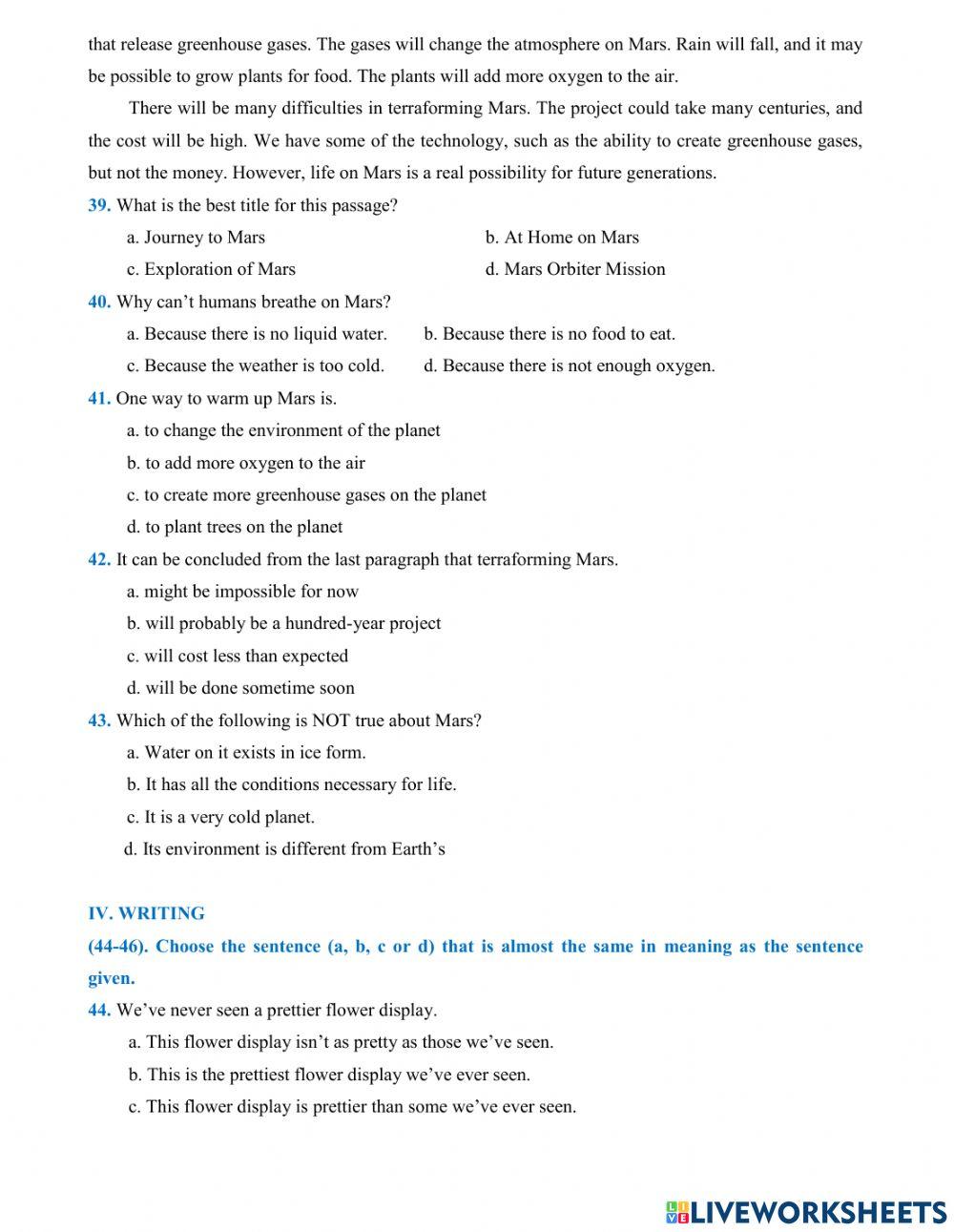 High school entrance ex 1