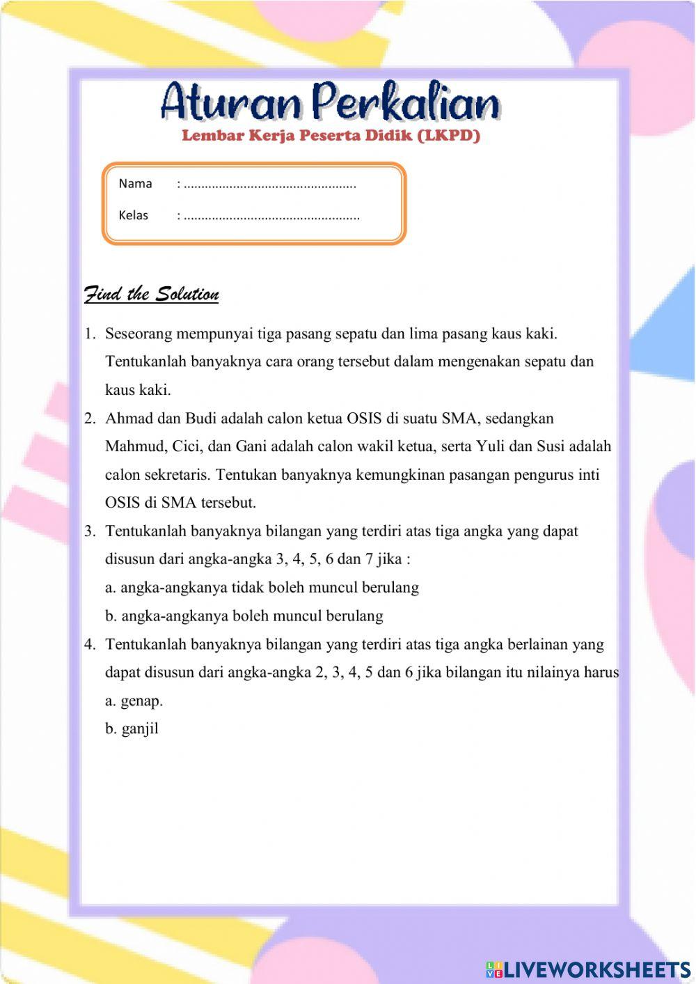 Aturan Perkalian Aturan Perkalian