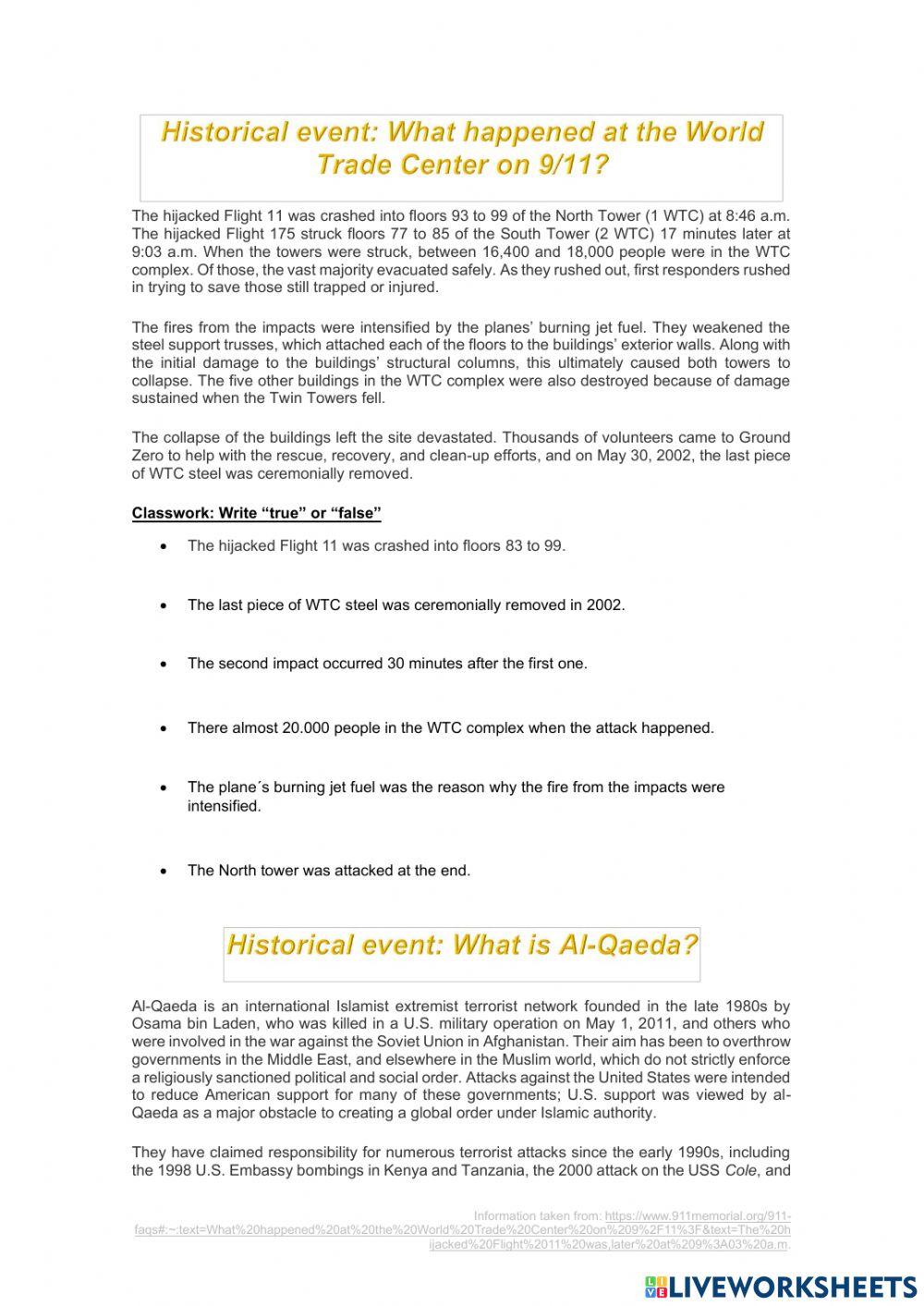 Historical events - Level A2 - Maria Jose Castañeda