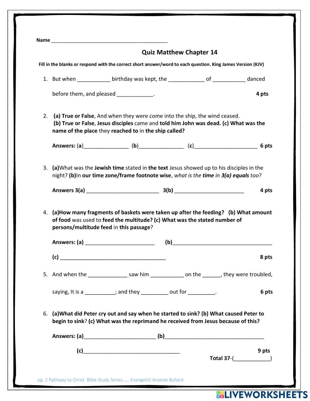 Pathway to Christ Bible Study Series Matthew Chapter 14 KJV