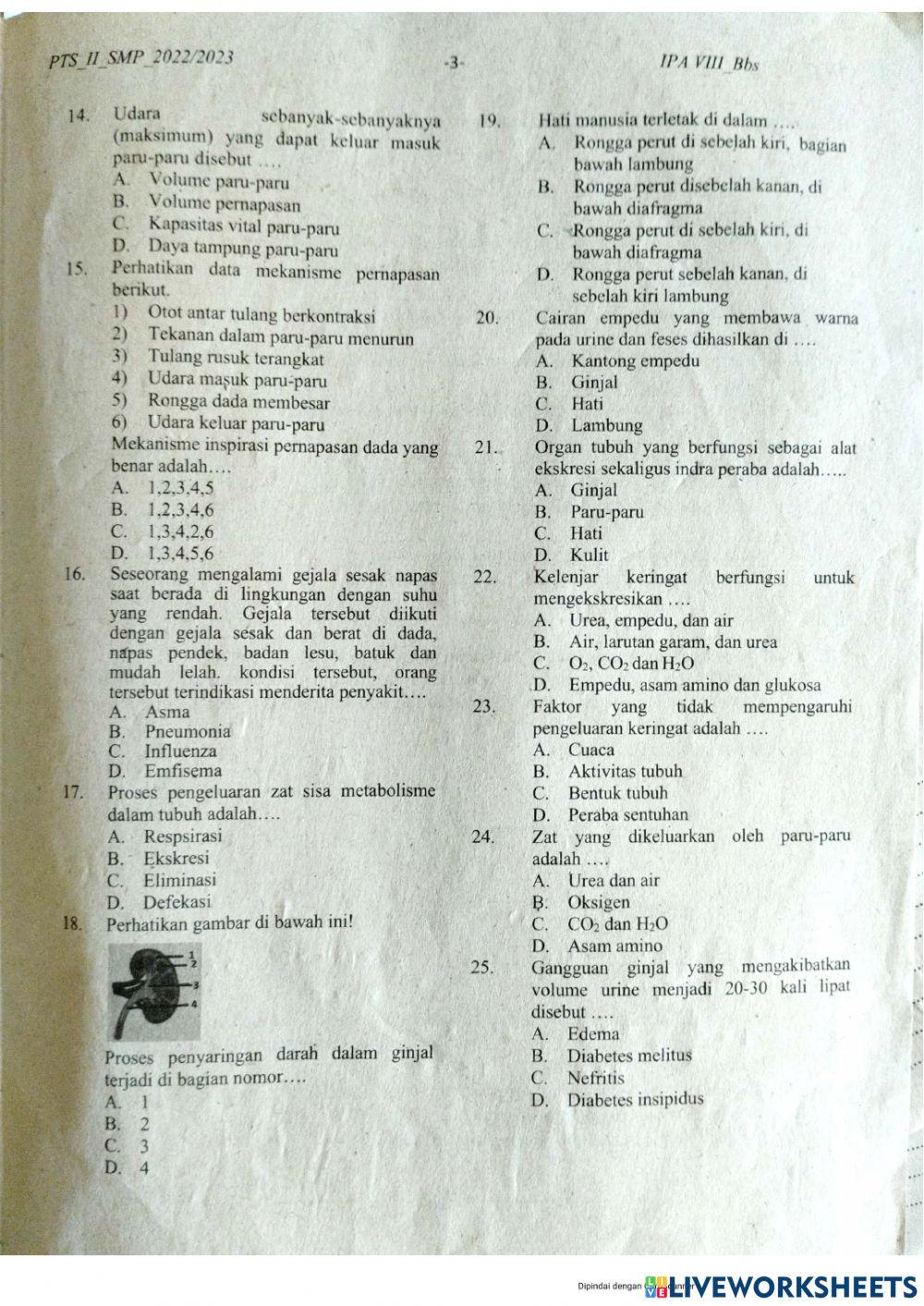 Latihan soal pts IPA SMT 2 KELAS 8 TP 2022-2023