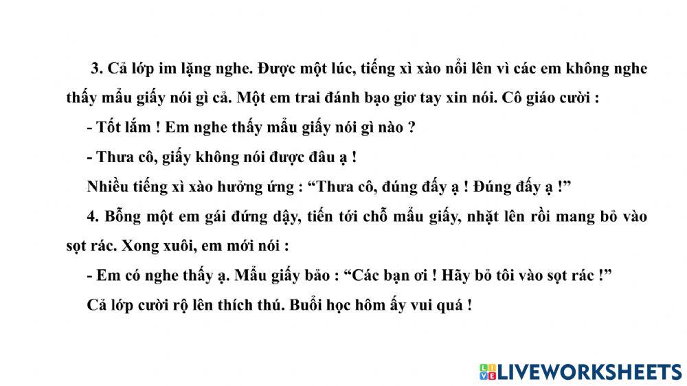 Lớp 2 Mẩu giấy vụn