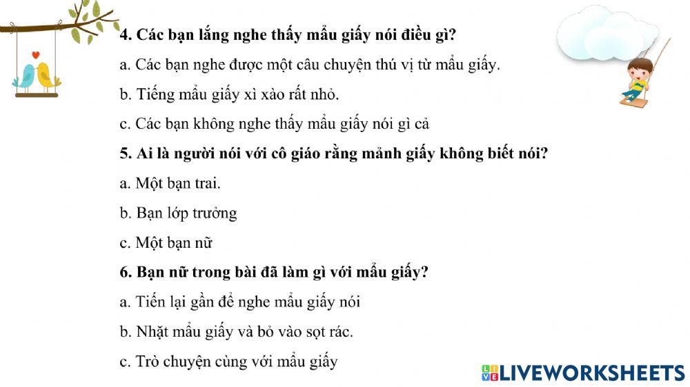 Lớp 2 Mẩu giấy vụn